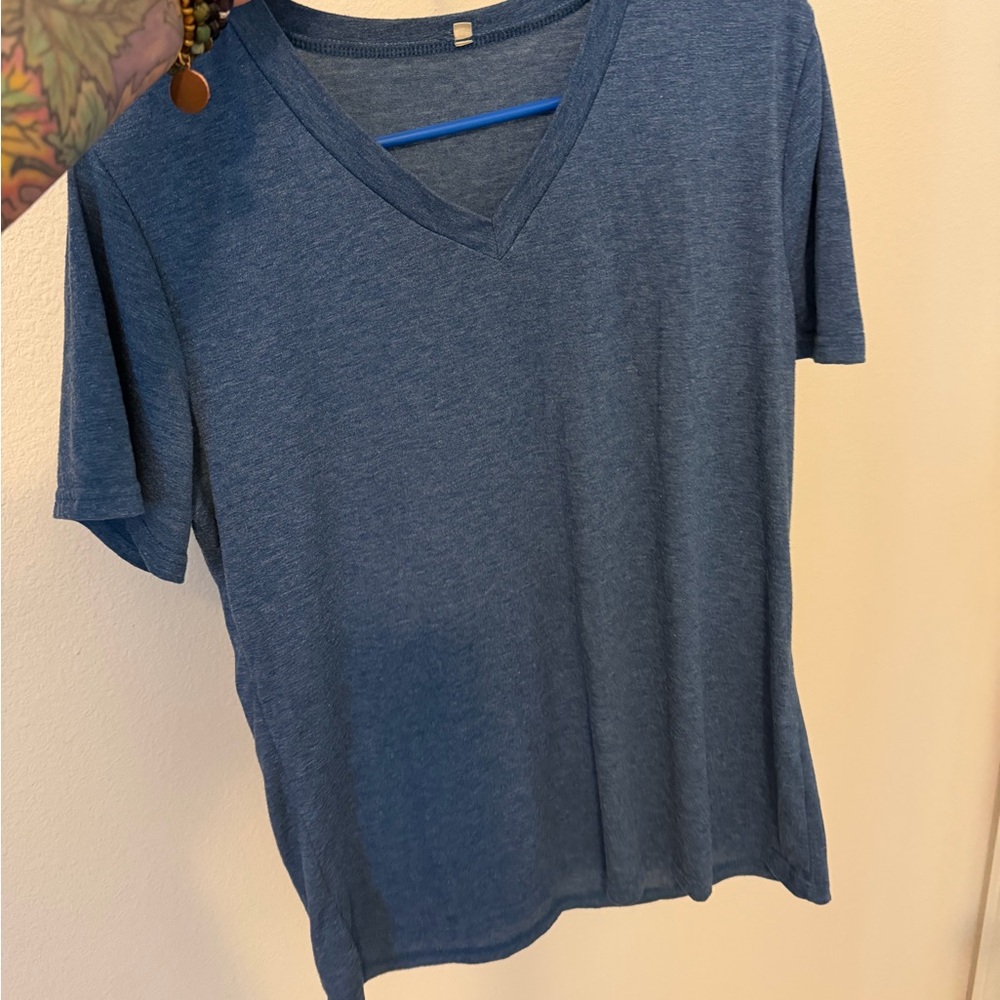 Blue V-Neck Women's Top